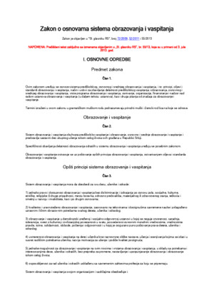 Zakon o Osnovama Sistema Obrazovanja i Vaspitanja - Prečišćen Tekst Skinuto 041214