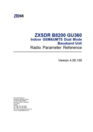 ZXSDR B8200 GU360 (V400100) Radio Parameter Reference