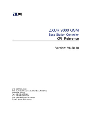 ZXUR 9000 GSM (V65010) Base Station Controller KPI Reference