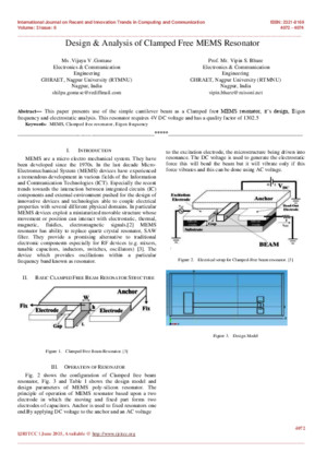Design & Analysis of Clamped Free MEMS Resonator