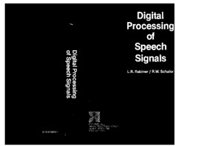 digital processing of speech signals (rabiner schafer 1978)pdf