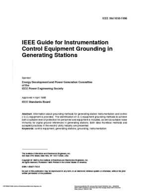 IEEE Std 1050 1996 Guide for Instrumentation Control Equipment Grounding in Generating Stations