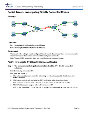 4325 Packet Tracer - Investigating Directly Connected Routes Instructions