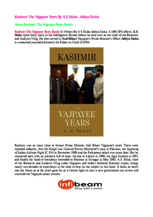 Kashmir the Vajpayee Years by a s Dulat Aditya Sinhapdf