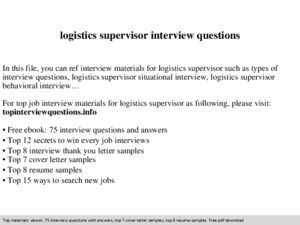 Logistics engineer interview questions