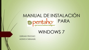 MANUAL DE INSTALACIÓN DE PENTAHO PARA WINDOWS 7