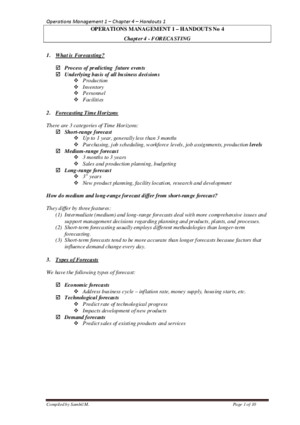 Operations Management 1- Chapter 4 Handouts 1