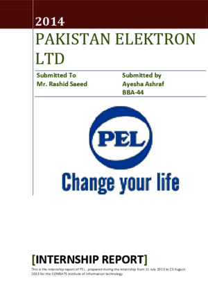 PEL internship report 11-2014