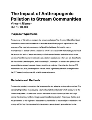 The Impact of Anthropogenic Pollution to Stream Communites