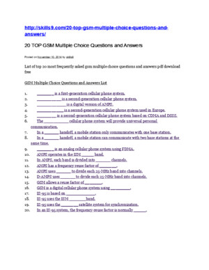 GSM Multiple Choice Questions and Answers List