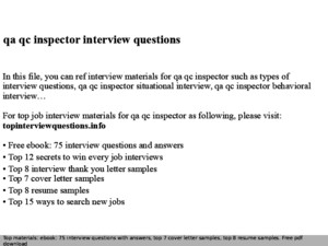 Qaqc Inspector Interview Questions