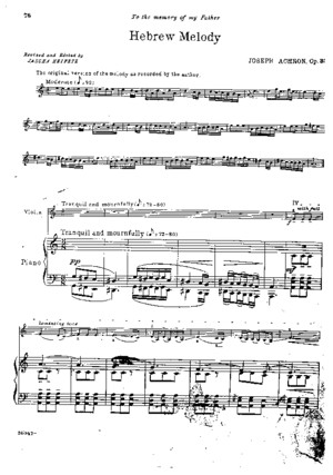 Achron-Heifetz - Hebrew Melody - Violín y Piano - Score